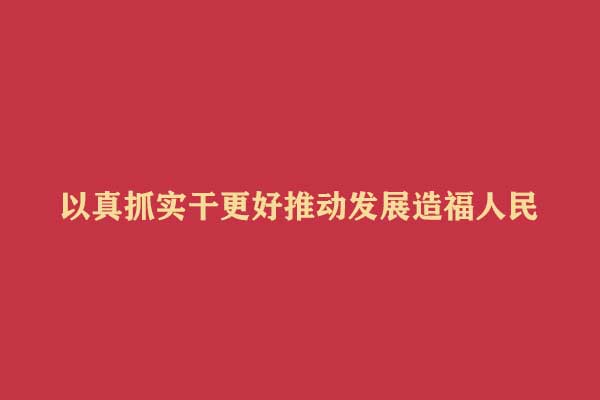 以真抓实干更好推动发展造福人民