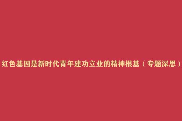 红色基因是新时代青年建功立业的精神根基(专题深思)